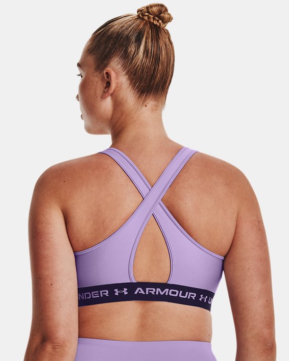 Women's Armour® Mid Crossback Sports Bra, Purple, pdpMainDesktop image number 7